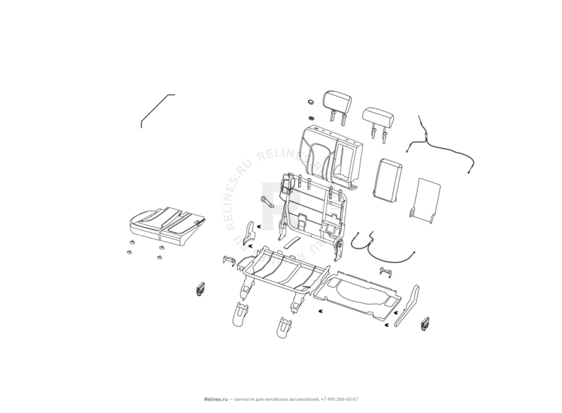 Запчасти Haval H6 Поколение II (2017) 2.0л, дизель, 4x4, МКПП — Заднее сиденье (2) — схема