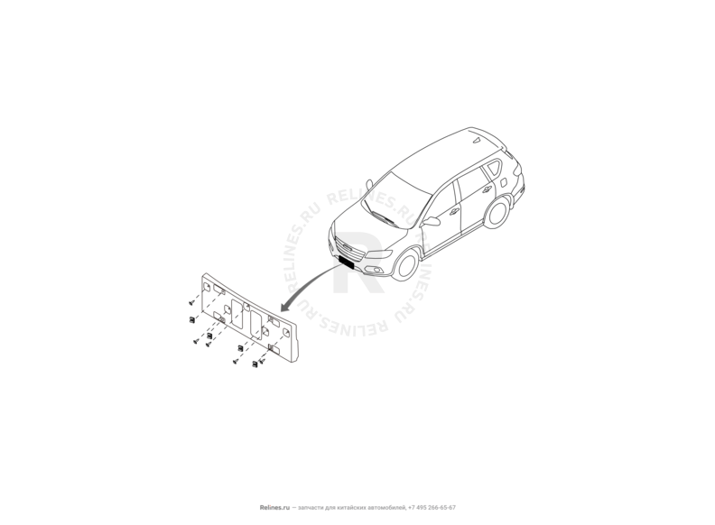 Запчасти Haval H6 Поколение II (2017) 1.5л, бензин, 4x4, МКПП — Рамка крепления переднего номерного знака — схема