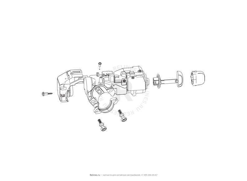 Запчасти Haval H6 Поколение II (2017) 1.5л, бензин, 4x2, МКПП — Замок зажигания и заготовка ключа замка зажигания, чип иммобилайзера и брелок центрального замка — схема