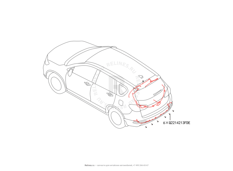 Запчасти Haval H6 Поколение II (2017) 2.0л, дизель, 4x4, МКПП — Проводка задней части кузова — схема
