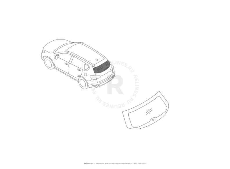 Запчасти Haval H6 Поколение II (2017) 2.0л, дизель, 4x4, МКПП — Стекло 5-й двери (багажника) — схема