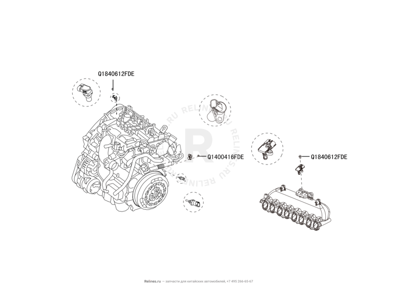 Запчасти Haval H6 Поколение II (2017) 2.0л, дизель, 4x2, МКПП — Датчики системы электронного управления двигателем — схема