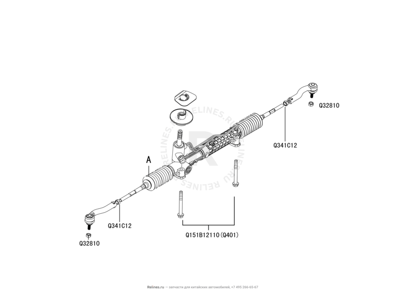 Запчасти Great Wall Peri Поколение I (2008) 1.3л, JL-M16 — Рулевая рейка (1) — схема