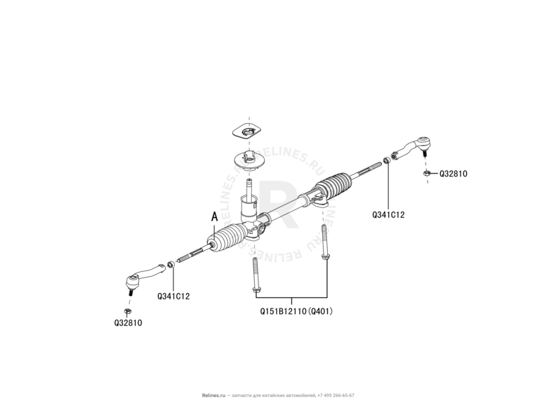 Запчасти Great Wall Peri Поколение I (2008) 1.3л, JL-M16 — Рулевая рейка (2) — схема