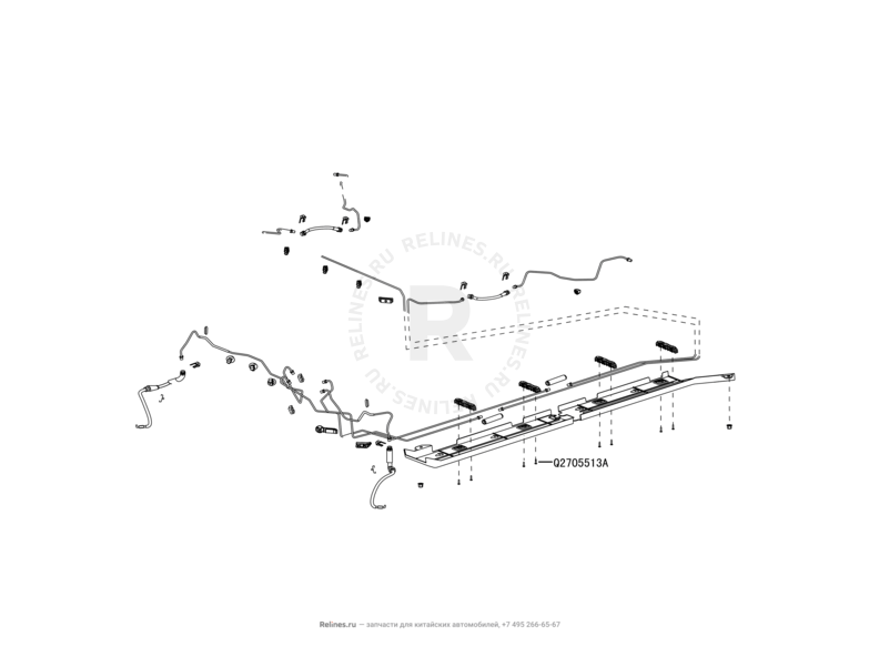 Запчасти Great Wall Peri Поколение I (2008) 1.3л, JL-M22 — Тормозные трубки и шланги, фиксатор и кронштейн, регулятор тормозных сил, гидроблок ABS (1) — схема