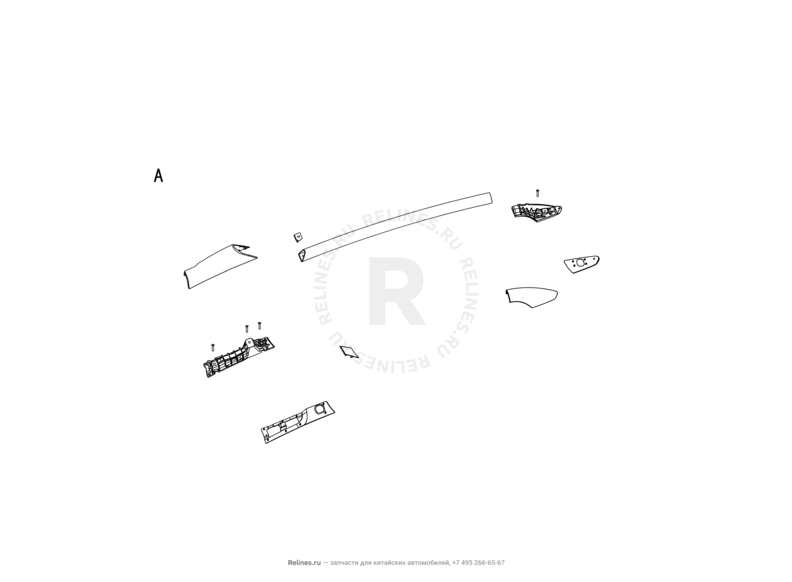Запчасти Great Wall Peri Поколение I (2008) 1.3л, JL-M16 — Молдинги и рейлинги крыши (2) — схема