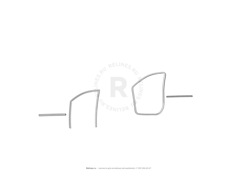 Запчасти Great Wall Peri Поколение I (2008) 1.3л, JL-M16 — Стекла и уплотнители передних дверей — схема