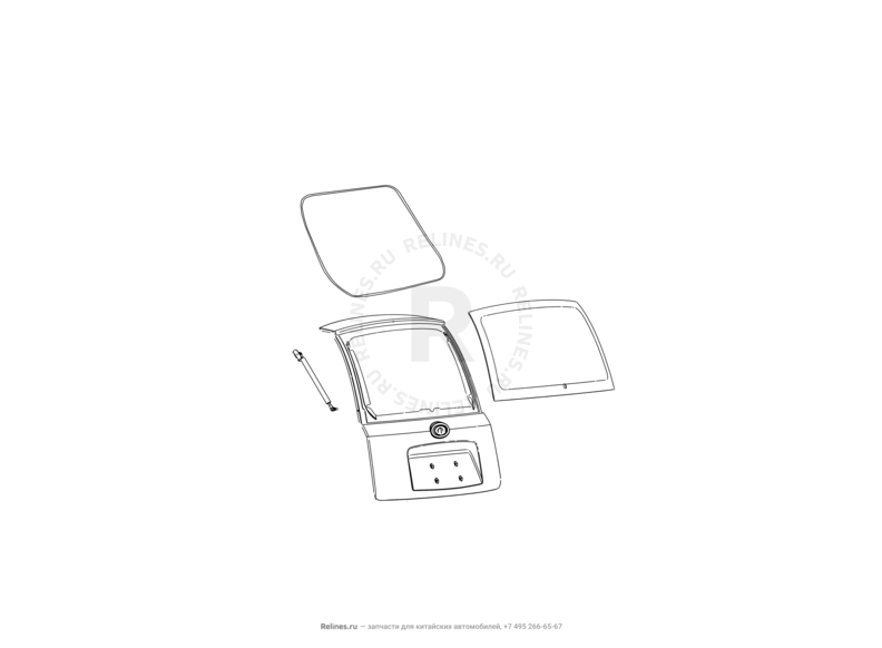 Запчасти Great Wall Peri Поколение I (2008) 1.3л, JL-M16 — Стекло 5-й двери (багажника) — схема