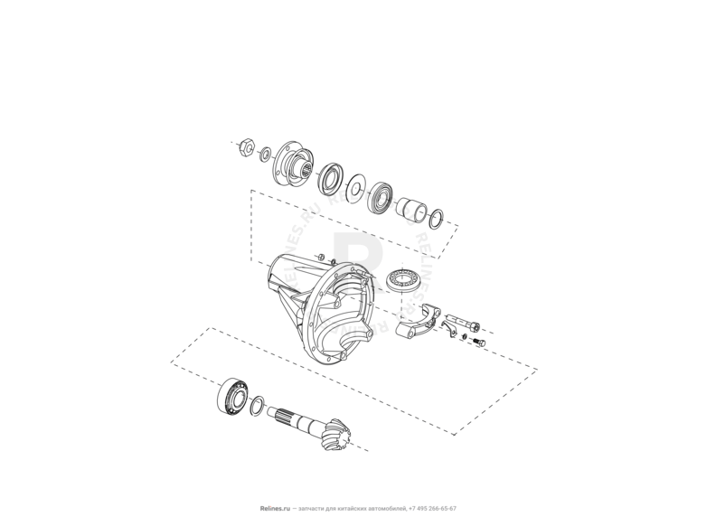 Запчасти Great Wall Hover H3 Поколение I — рестайлинг (2014) 2.0л, турбо, 4×4 — Дифференциал и редуктор заднего моста — схема