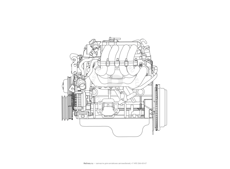 Запчасти Great Wall Wingle Поколение I (2006) 2.2л, бензин, 4х4 — Двигатель в сборе — схема