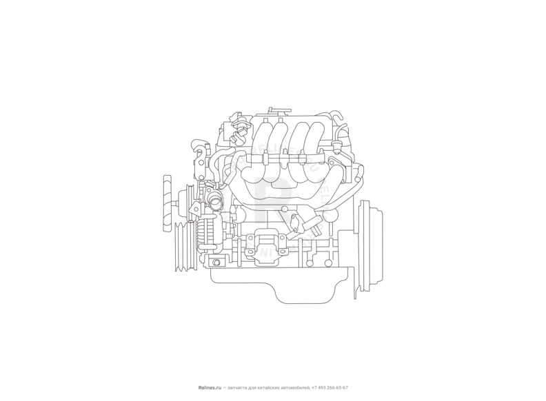 Запчасти Great Wall Wingle Поколение II (2010) 2.2л, 4x4 — Двигатель в сборе — схема