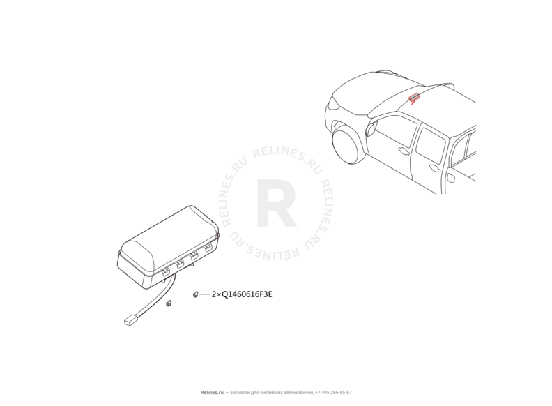 Подушка безопасности переднего пассажира (Airbag) Great Wall Wingle 7 — схема