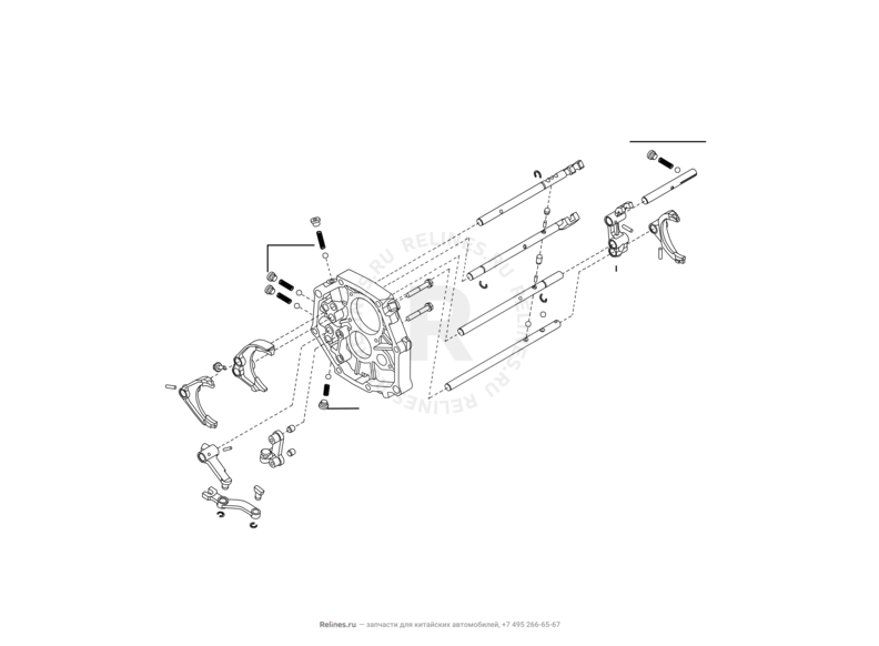 Запчасти Great Wall Wingle Поколение I (2006) 2.8л, дизель, 4х2 — Трансмиссия (коробка переключения передач, КПП) (2) — схема
