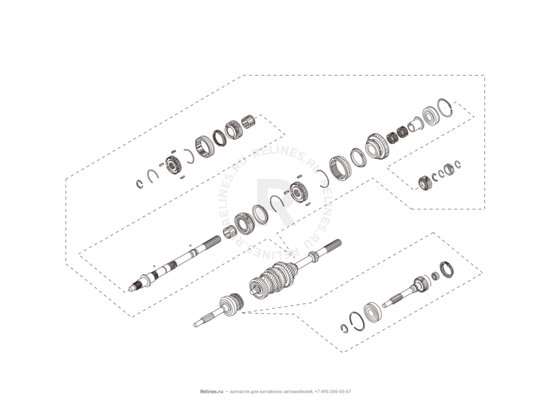Запчасти Great Wall Wingle Поколение I (2006) 2.8л, дизель, 4х2 — Трансмиссия (коробка переключения передач, КПП) (4) — схема