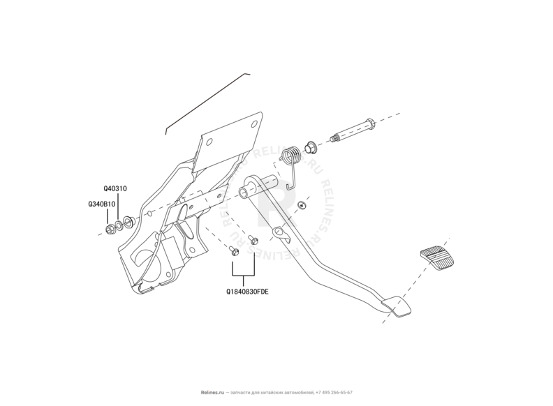 Запчасти Great Wall Wingle Поколение II (2010) 2.2л, 4x4 — Педаль тормоза — схема