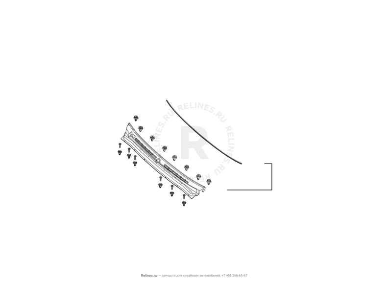 Запчасти Great Wall Wingle Поколение II (2010) 2.2л, 4x4 — Панели защитные, уплотнители моторного отсека и панель стеклоочистителя — схема