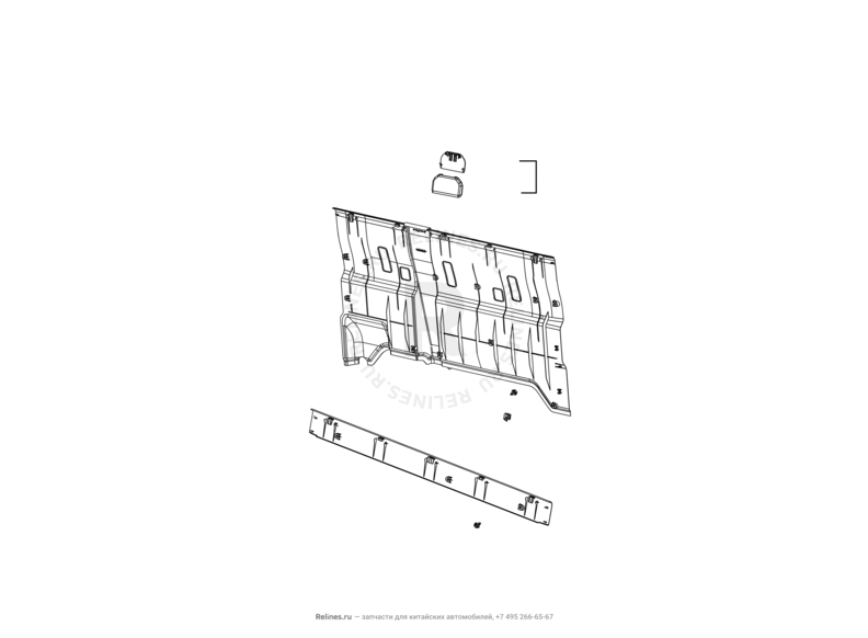 Запчасти Great Wall Wingle Поколение II (2010) 2.2л, 4x4 — Шторка и накладка порога багажника (1) — схема