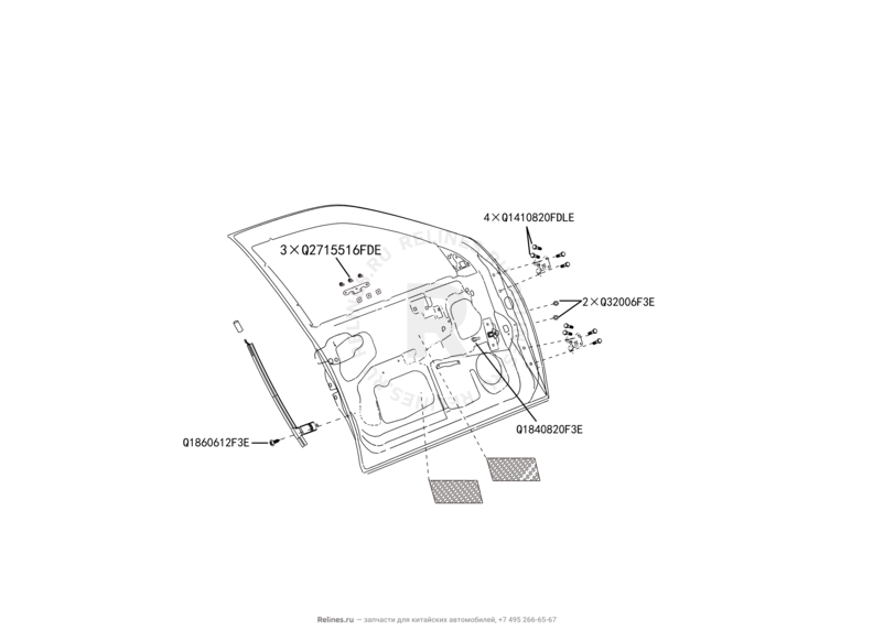 Двери передние и их комплектующие (уплотнители, молдинги, петли, стекла и зеркала) Great Wall Wingle — схема