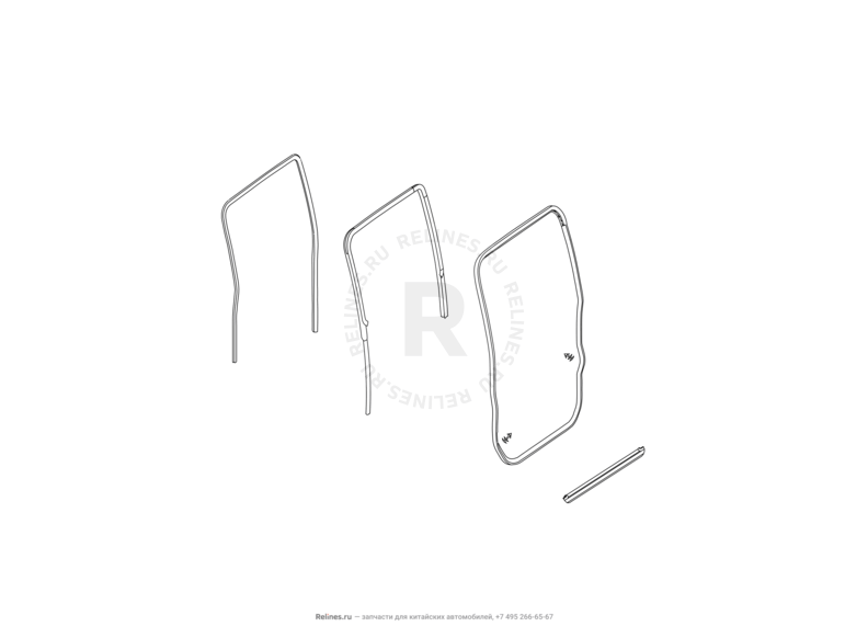 Запчасти Great Wall Wingle Поколение II (2010) 2.2л, 4x4 — Уплотнители и молдинги задних дверей — схема