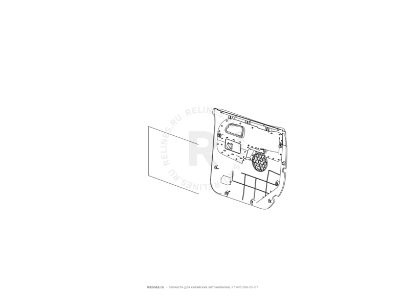 Запчасти Great Wall Wingle Поколение I (2006) 2.8л, дизель, 4х4 — Обшивка и комплектующие задних дверей — схема
