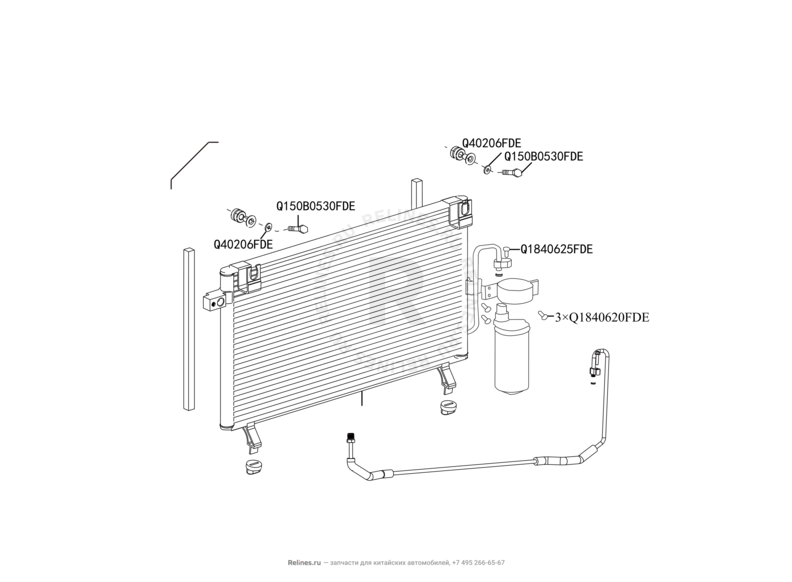 Запчасти Great Wall Wingle Поколение II (2010) 2.2л, 4x4 — Радиатор кондиционера — схема