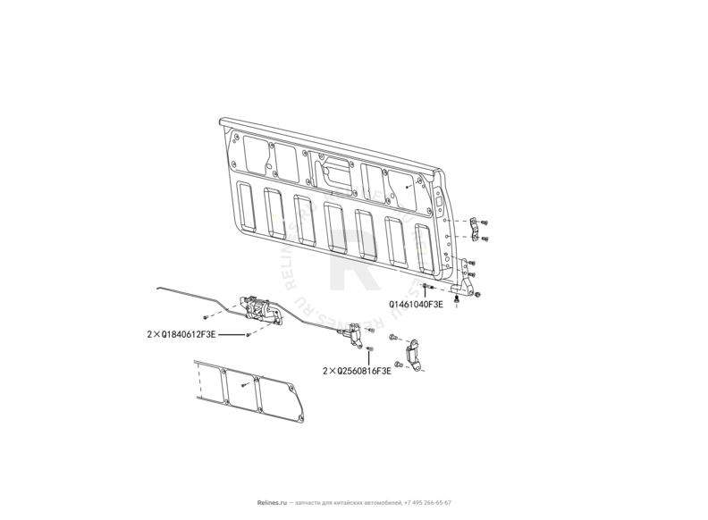 Запчасти Great Wall Wingle Поколение II (2010) 2.2л, 4x4 — Панель багажного отсека (багажника) и комплектующие — схема