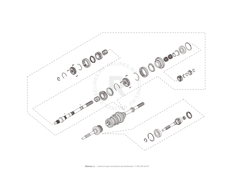 Запчасти Great Wall Wingle Поколение I (2006) 2.8л, дизель, 4х4 — Трансмиссия (коробка переключения передач, КПП) (4) — схема