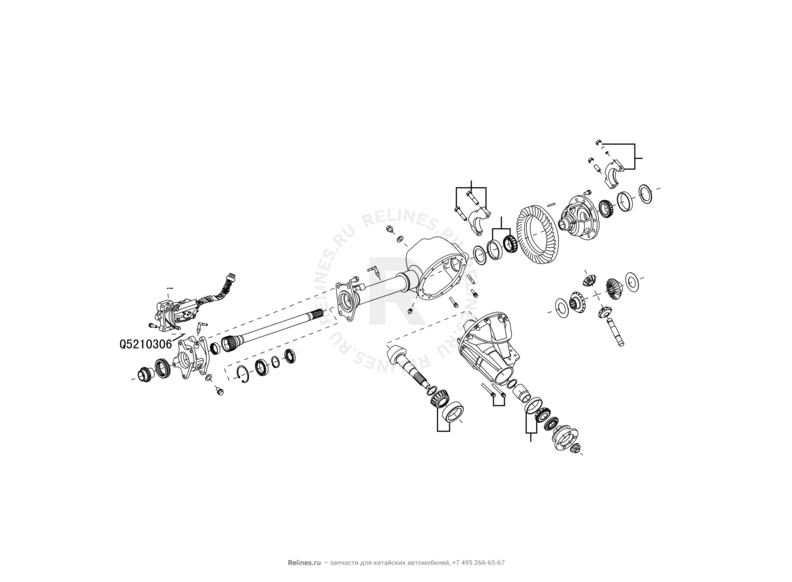 Запчасти Great Wall Wingle Поколение I (2006) 2.8л, дизель, 4х4 — Дифференциал и редуктор переднего моста — схема