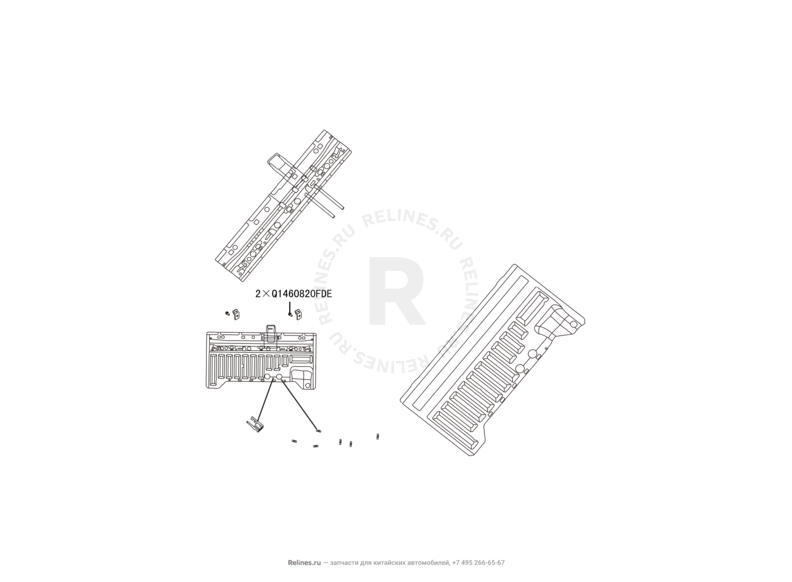 Запчасти Great Wall Wingle 7 Поколение I (2018) 4x4 — Усилитель панели задка и усилитель заднего бампера (1) — схема