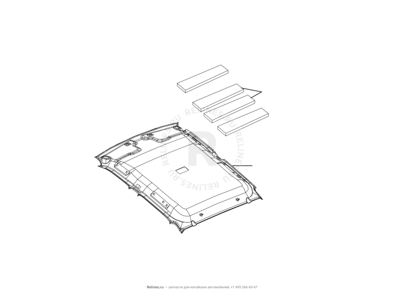 Запчасти Great Wall Wingle Поколение II (2010) 2.2л, 4x4 — Обшивка и комплектующие крыши (потолка) (2) — схема