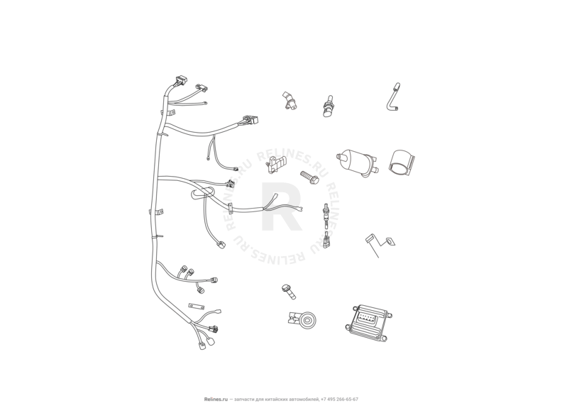 Запчасти Great Wall Wingle Поколение II (2010) 2.2л, 4x4 — Датчики и блок системы управления двигателем — схема