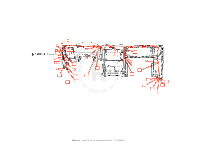 Запчасти Great Wall Wingle Поколение II (2010) 2.2л, 4x4 — Проводка панели приборов (торпедо) (1) — схема