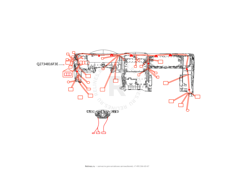 Запчасти Great Wall Wingle Поколение II (2010) 2.2л, 4x4 — Проводка панели приборов (торпедо) (2) — схема