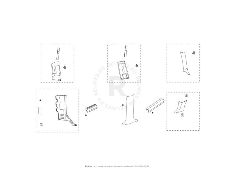Запчасти Great Wall Wingle Поколение II (2010) 2.2л, 4x4 — Обшивка стоек и накладки порогов (2) — схема