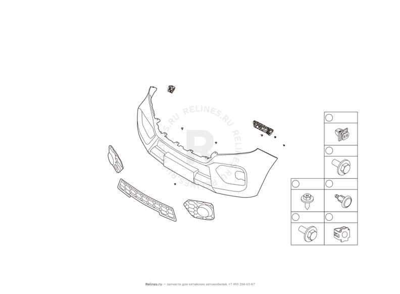 Передний бампер (2) Great Wall Wingle 7 — схема