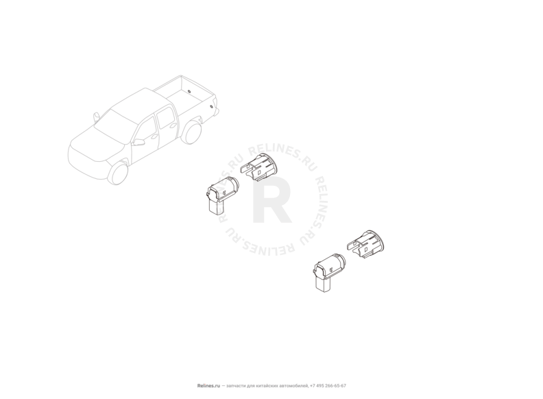 Запчасти Great Wall Wingle 7 Поколение I (2018) 4x4 — Камера заднего вида и датчики парковки (парктроники) — схема
