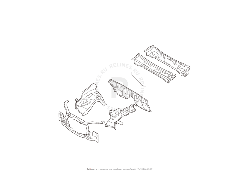 Запчасти Great Wall Wingle 7 Поколение I (2018) 4x4 — Кузовные детали передней части — схема