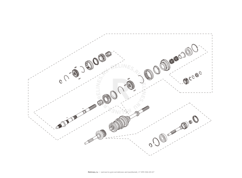 Запчасти Great Wall Wingle Поколение II (2010) 2.2л, 4x4 — Трансмиссия (коробка переключения передач, КПП) (5) — схема