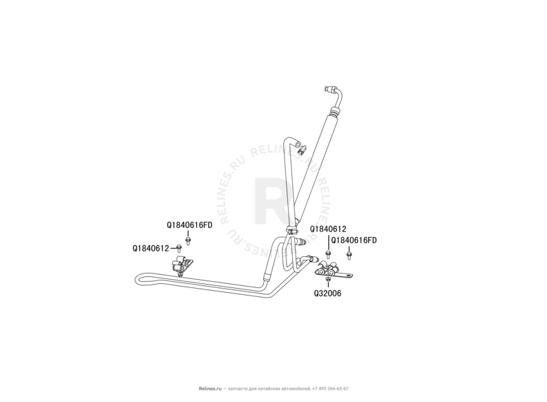 Бачок, трубка и насос гидроусилителя (ГУР) Great Wall Wingle — схема