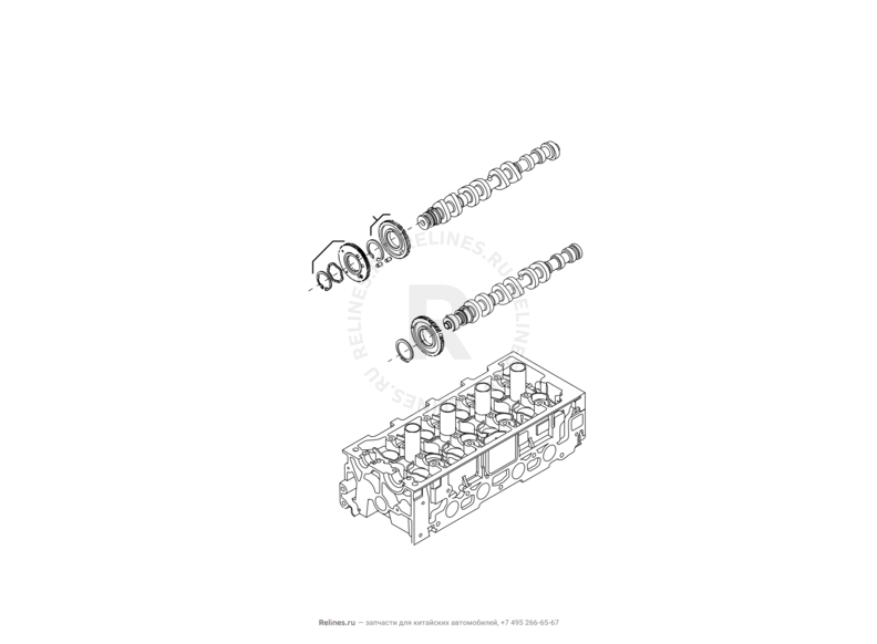 Запчасти Great Wall Peri Поколение I (2008) 1.3л, JL-M16 — Распределительный вал двигателя (распредвал) — схема