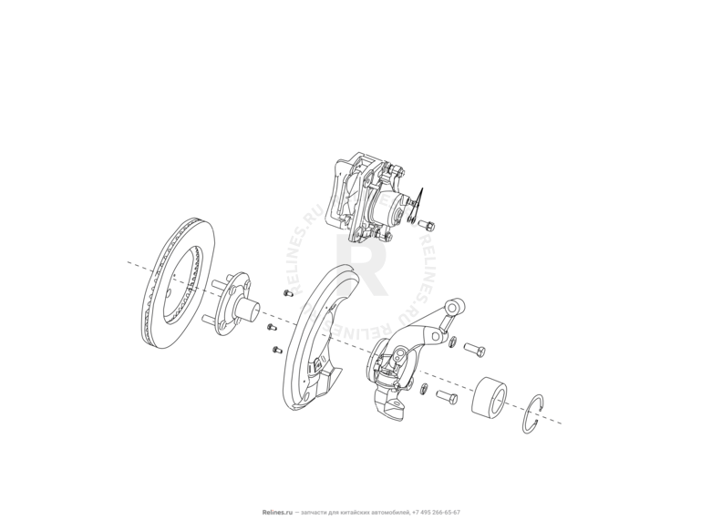 Запчасти Great Wall Hover M2 Поколение I (2010) 4x2, МКПП — Передний тормоз — схема