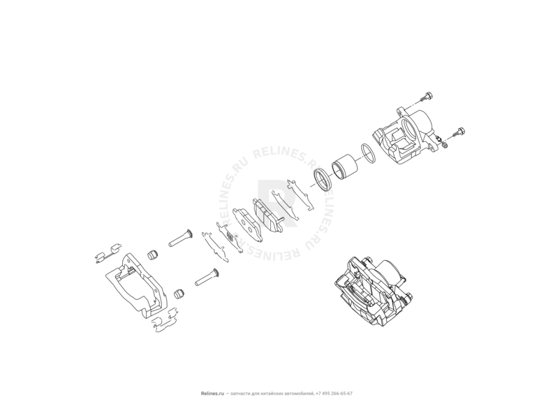 Запчасти Great Wall Hover M2 Поколение I (2010) 4x4, МКПП — Суппорт тормозной передний — схема
