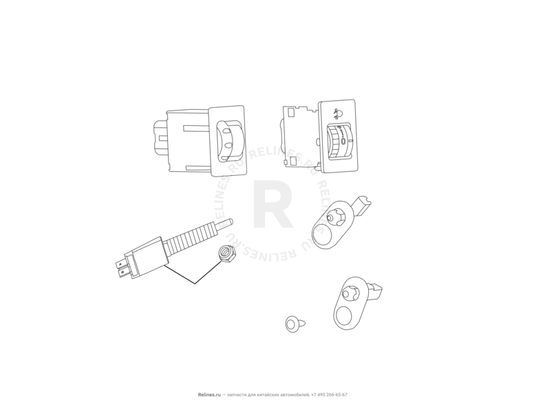 Запчасти Great Wall Hover M4 Поколение I (2012) 1.5л, МКПП — Выключатели, переключатели, кнопки — схема