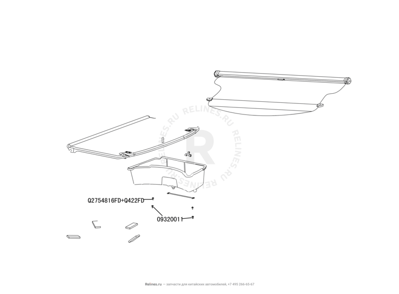 Обшивка багажного отсека (багажника) и шторка багажника (1) Great Wall Florid — схема