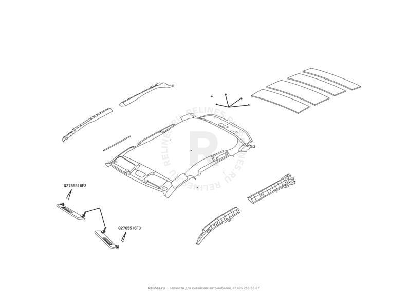 Обшивка и комплектующие крыши (потолка) (1) Great Wall Hover M4 — схема