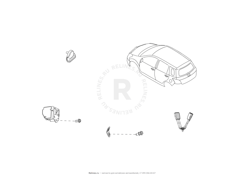 Запчасти Great Wall Hover M4 Поколение I (2012) 1.5л, МКПП — Ремни и замки безопасности задних сидений — схема