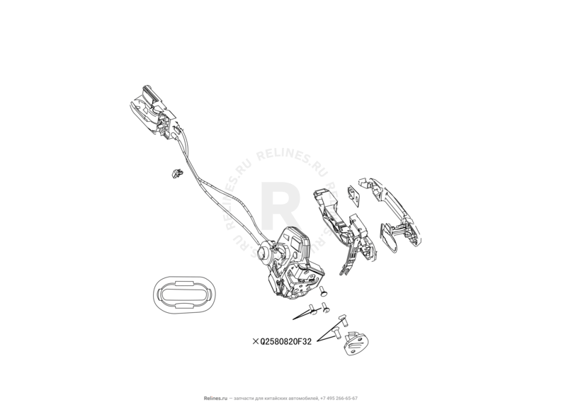 Запчасти Great Wall Hover M4 Поколение I (2012) 1.5л, МКПП — Ручки и замки дверей (2) — схема