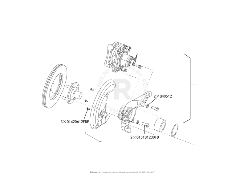 Запчасти Great Wall Hover M4 Поколение I (2012) 1.5л, МКПП — Передний тормоз — схема