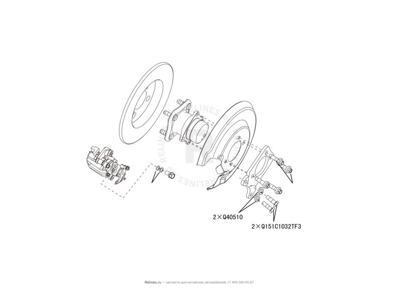 Запчасти Great Wall Hover M4 Поколение I (2012) 1.5л, МКПП — Задний тормоз — схема