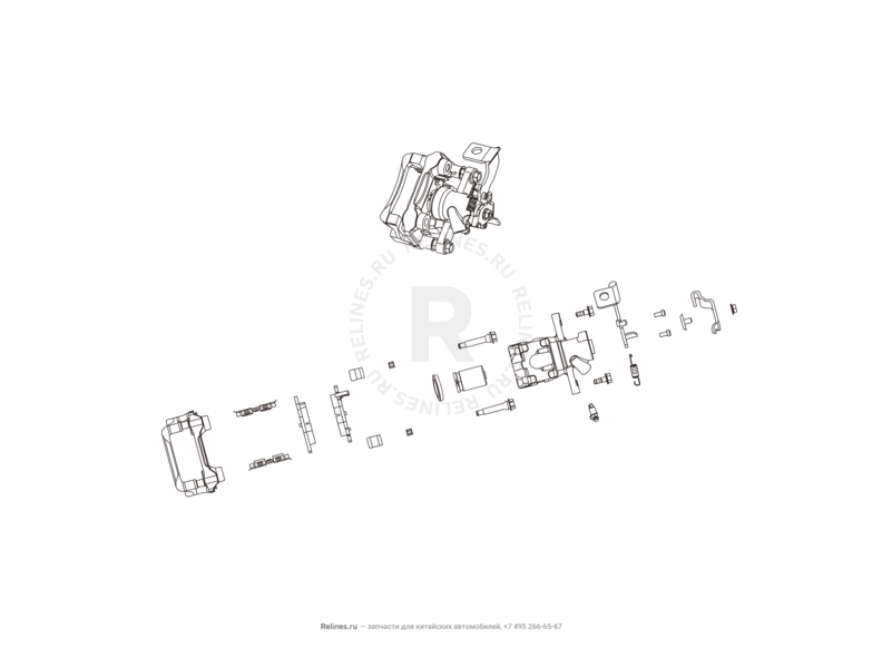 Запчасти Great Wall Hover M4 Поколение I (2012) 1.5л, МКПП — Суппорт тормозной задний, колодки — схема